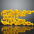 Yellow Ornamental Daily Life Product With Intricate Curly Patterns And Shiny Surface For Home Decor