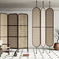 Silent screen rattan screen folding partition 3d model