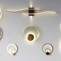 Modern Wall Lamps With Curved Lines Circular Glass Shades And LED Light Strips
