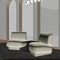 Modern White Lounge Chairs with Black Side Table by Large Windows and Green View