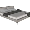 Modern Double Bed Design With Gray Upholstered Headboard White And Gray Bedding And Side Tables