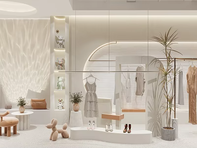 Qui Ji Clothing Store Cream Clothing Store Women's Clothing Store 3d model