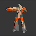 Orange and Gray Autobot Robot with Mechanical Structure and Articulated Limbs in Standing Pose
