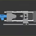 Industrial Mechanical Equipment With Silver Metal Structure Cylindrical Parts And Blue Drive Components