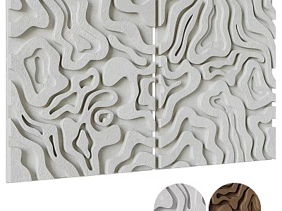 Modern 3D Textured Wall Panels With Abstract Wave Design In White Gray Brown 3d model