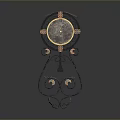 Ornamental Decorative Clock With Intricate Metal Scrollwork And Circular Gold Accented Dial