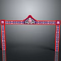 Ornate Decorative Archway With Red Border And Symmetric Patterns Top Circular Ornament And Intricate Designs