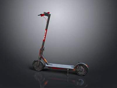 Modern Sports Equipment Electric Scooter With Red Handlebar And Two Wheels Design 3d model
