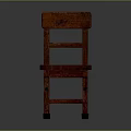 Reddish Brown Wooden Leisure Chair With Simple Backrest Natural Wood Grain And Black Foot Pads
