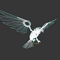 Mechanical Bird Game and Movie Character with Geometric Wings and Metallic Structure