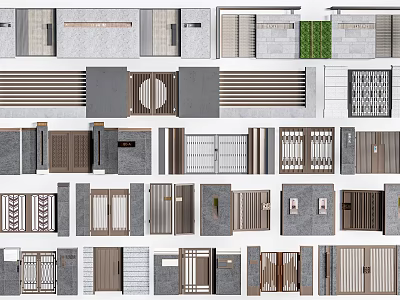 Modern And Traditional Fence Designs With Metal Stone Grille And Decorative Patterns 3d model