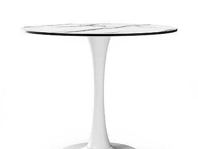 Modern Round Dining Table With Glass Top And White Base 3d model