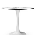 Modern Round Dining Table With Glass Top And White Base 3d model