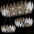 Modern Crystal Chandeliers With Transparent Disc Design And Metallic Hanging Frames