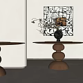 Table Round Table Log Table Hanging Painting 3d model