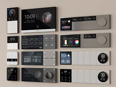 Modern Smart Switch Panels With Digital Display Temperature Time And Control Functions 3d model