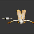 Game Movie Character In White Gold Outfit With Red Hair Hat And Mechanical Bird Companion