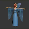 Woman In Blue Dress With Blue Wings Blonde Hair And Magic Wand