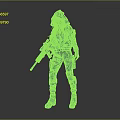 Tactical Female Character In Black Hooded Outfit With Yellow Accents And Rifle