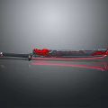 Modern Decorative Blade With Black Handle Red Patterns And Reflective Surface