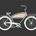 Vintage Bicycle With Green And Orange Frame White Handlebars Brown Seat And Front Basket