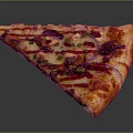 Delicious Pizza Slice Topped With Red Sauce Purple Onions Green Scallions And Crispy Crust