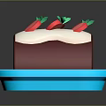 Delicious Dark Red Cake Roll With White Cream And Fresh Strawberries On Blue Plate