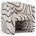 Modern Upholstered Accent Chair With Black And White Wavy Pattern Design 3d model