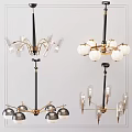 Modern Chandelier Designs With Black Brass Frame Glass Shades And Spherical Light Fixtures