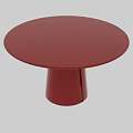 Modern Round Dining Table With Smooth Lacquered Tabletop And Red Conical Base 3d model