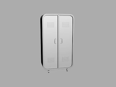 Functional Storage Cabinet Featuring Double Doors And Mobile Casters With Ventilation Slots 3d model