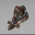 Steampunk Style Gas Mask With Leather Accents And Metal Mechanical Lenses