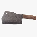Vintage Kitchen Cleaver With Wooden Handle And Worn Blade Texture For Cooking