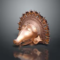 Handcrafted Bronze Head Sculpture With Detailed Facial Features Radiant Decorations And Shiny Surface