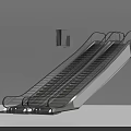 Modern Escalator Design Featuring Transparent Handrails Sleek Metal Frame And Steps 3d model