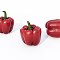 Vibrant Fresh Red Bell Peppers Three Ripe Vegetables On White Background