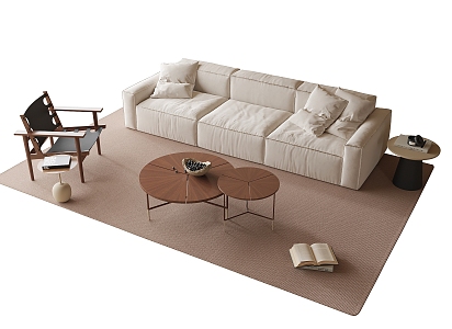 Sofa Coffee Table Combination Coffee Table Multi-person Sofa Leisure Chair Carpet 3d model