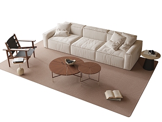 Sofa Coffee Table Combination Coffee Table Multi-person Sofa Leisure Chair Carpet 3d model