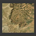 Natural Garden Landscape With Circular Structure Mountainous Terrain Sandy Areas And Green Patches
