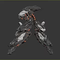 Sci Fi Game And Movie Character With Mechanical Multi Limbed Gray Red Complex Structure