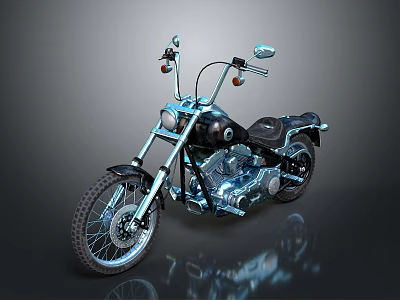 Classic Motorcycle 3D Rendering With Chrome Details And Black Seat Design 3d model