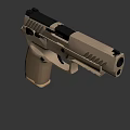 Sleek Tan Ruger Pistol with Modern Design Detailed Textured Grip and Tactical Features