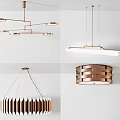 Modern Chandeliers Featuring Linear Circular And Layered Metallic Designs For Interior Spaces 3d model