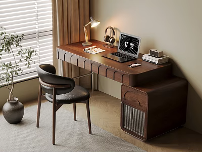 Quiet Ancient Style Desk and Chair Solid Wood Computer Desk and Chair Solid Wood Single Chair Writing Desk Learning Desk and Chair Office Desk and Chair Finished Desk Computer Decoration Combination 3d model