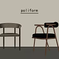 Light Beige And Black Upholstered Dining Chairs By Poliform With Metal And Wooden Frames