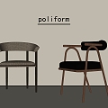 Retro Dining Chair Chair Writing Chair Single Chair 3d model