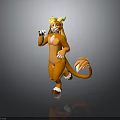 3D Lion Character Model With Yellow Mane Brown Body White Paws And Tail
