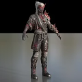 Game And Movie Character With White Hair Red Markings Black Outfit And Red Spikes