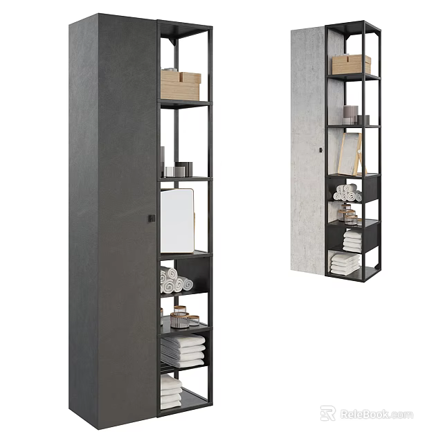 Modern Bathroom Cabinet Shelf with Multiple Storage Layers Towel Organization and Toiletries 3d model 