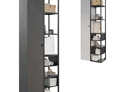 Modern Bathroom Cabinet Shelf with Multiple Storage Layers Towel Organization and Toiletries 3d model